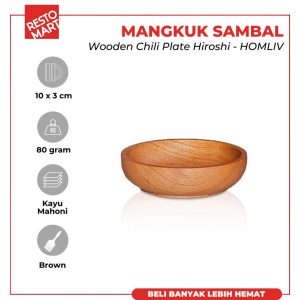 Mangkok Sambal / Wooden Chili Plate 10 cm Hiroshi S HOMELIV Kayu Mahoni (0888187)